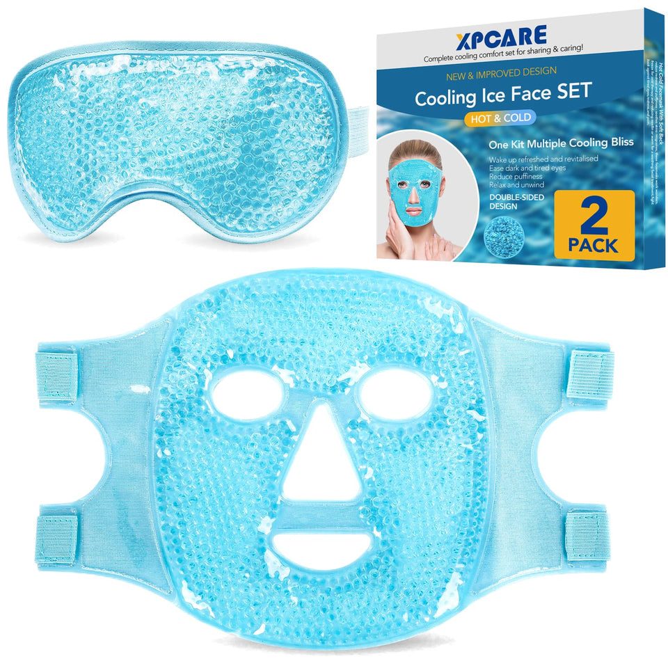 XPCARE front view of face and eye mask set highlighting compact packaging and convenience