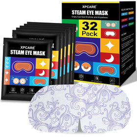 XPCARE front packaging showing 32 disposable steam eye masks and benefits