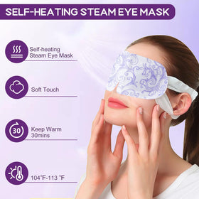 XPCARE mask worn on sofa providing relaxing warm compress relief