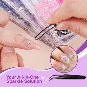 XSEINO open storage boxes organizing rhinestones by color for portability