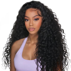 XSY front view deep wave half wig showing natural color and volume benefit