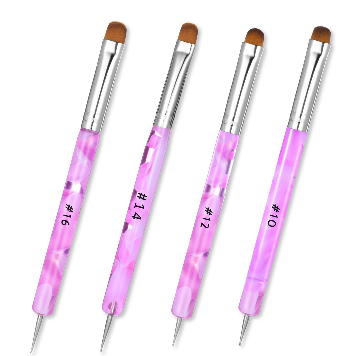 Xthrotsenk front view of 4-piece purple brush set showing sizes and double-ended design for versatility