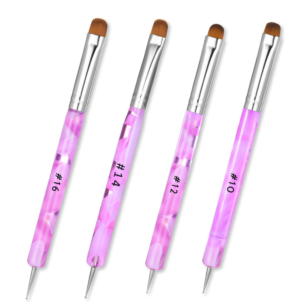 Xthrotsenk front view of 4-piece purple brush set showing sizes and double-ended design for versatility
