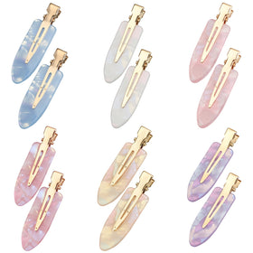 Xthrotsenk front view of twelve colorful flat creaseless hair clips showing compact set benefit