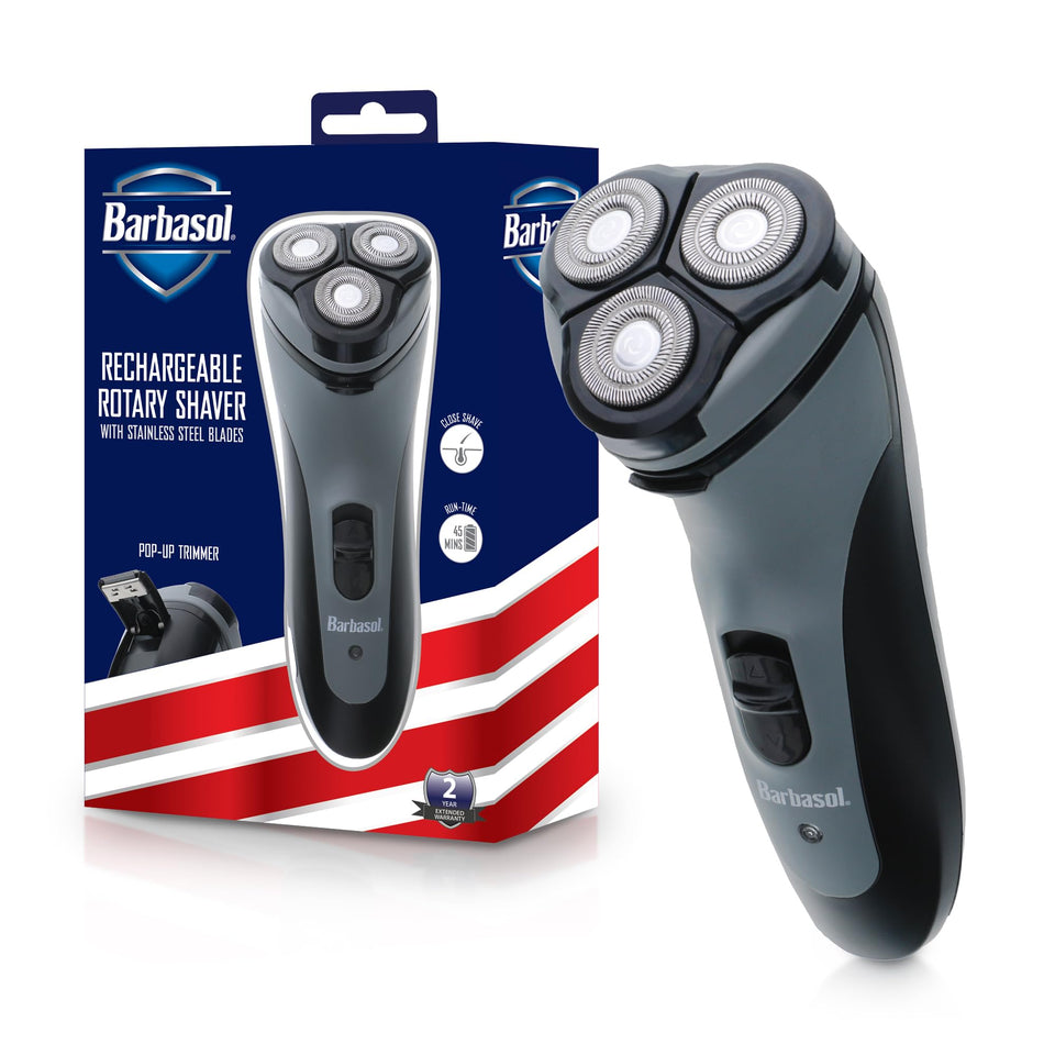 XTREME Barbasol front view showing three rotary heads and compact body for precise shaving
