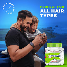Xtreme model styling hair with gel demonstrating strong, lasting control