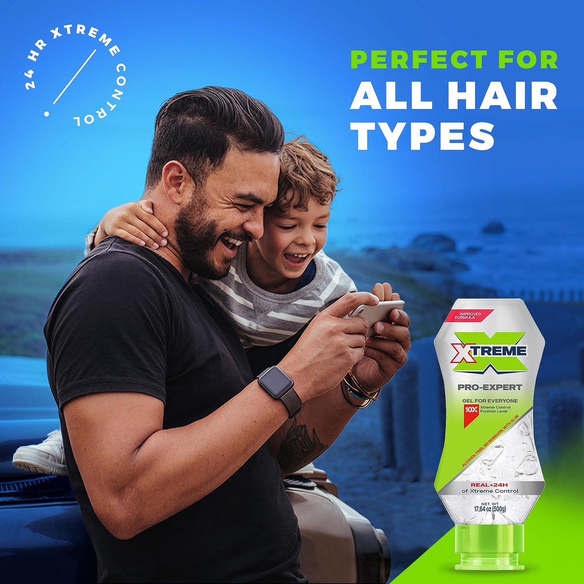 Xtreme styled slick-back hair showing long-lasting extreme hold