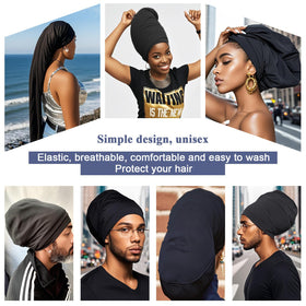 XTREND model wearing cap while sleeping demonstrating gentle hold and frizz reduction