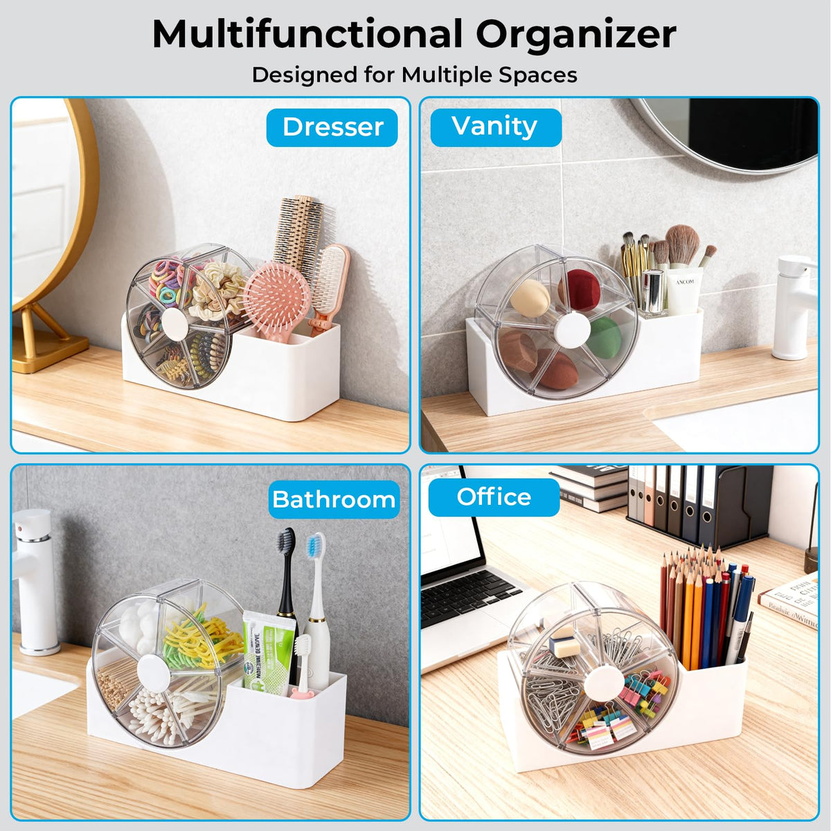 XUHSOLMP compartment detail stores bobby pins and clips without tangling