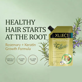 XUJECT ingredient label close-up displaying rosemary and biotin highlights