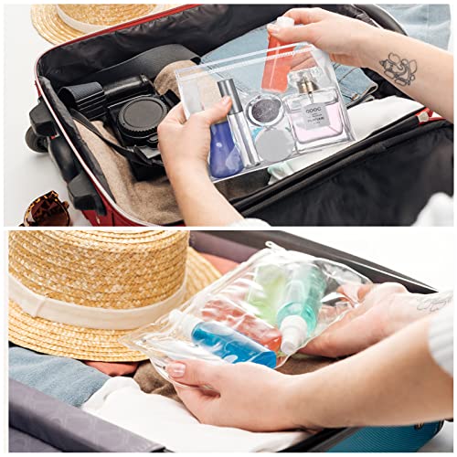 Xuniea pouch in travel bag with toiletries demonstrating organized packing