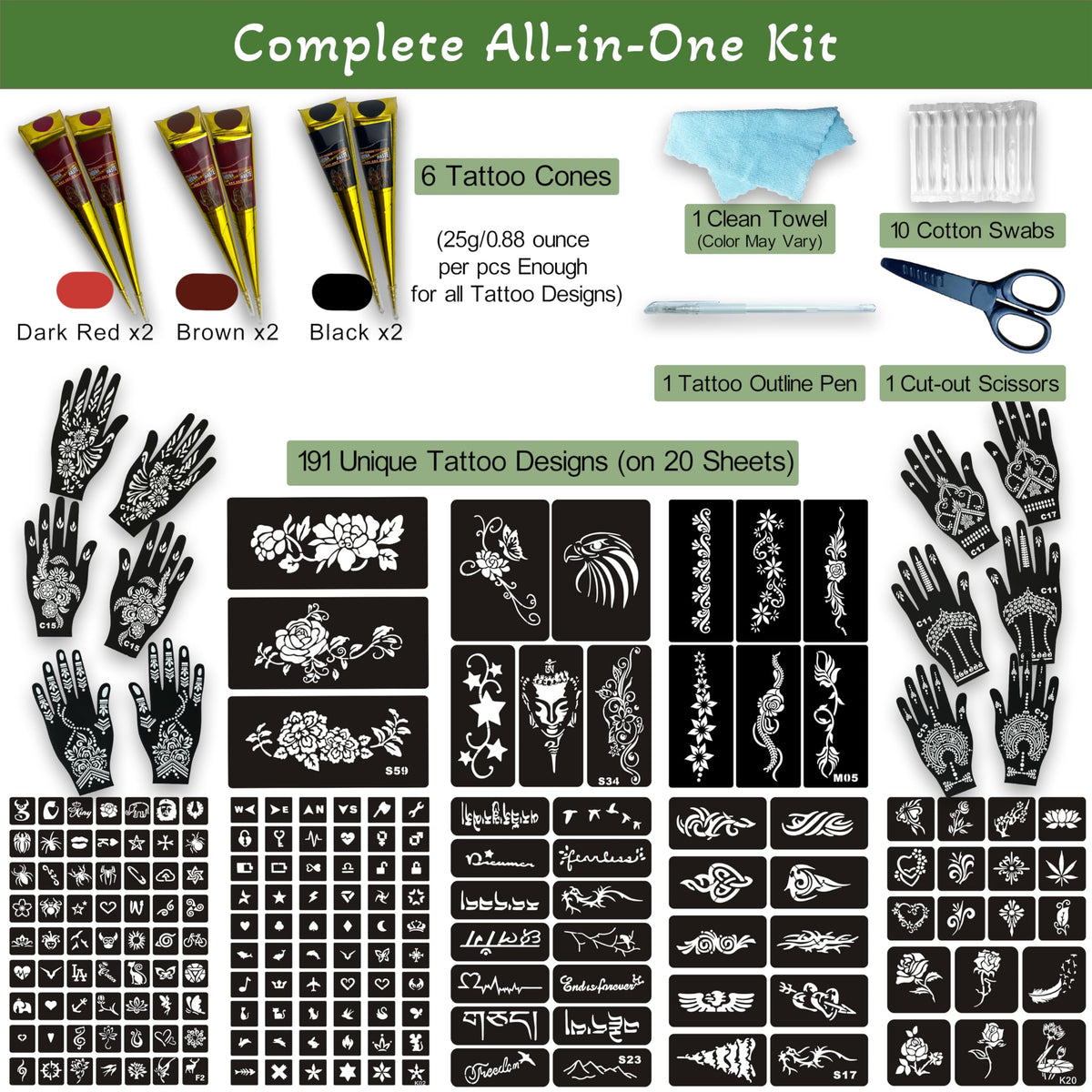 XWGLFT stencil sheet layout with varied designs for fast, consistent application