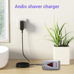 XXSZHY adapter charging Andis shaver on bathroom counter showing everyday use