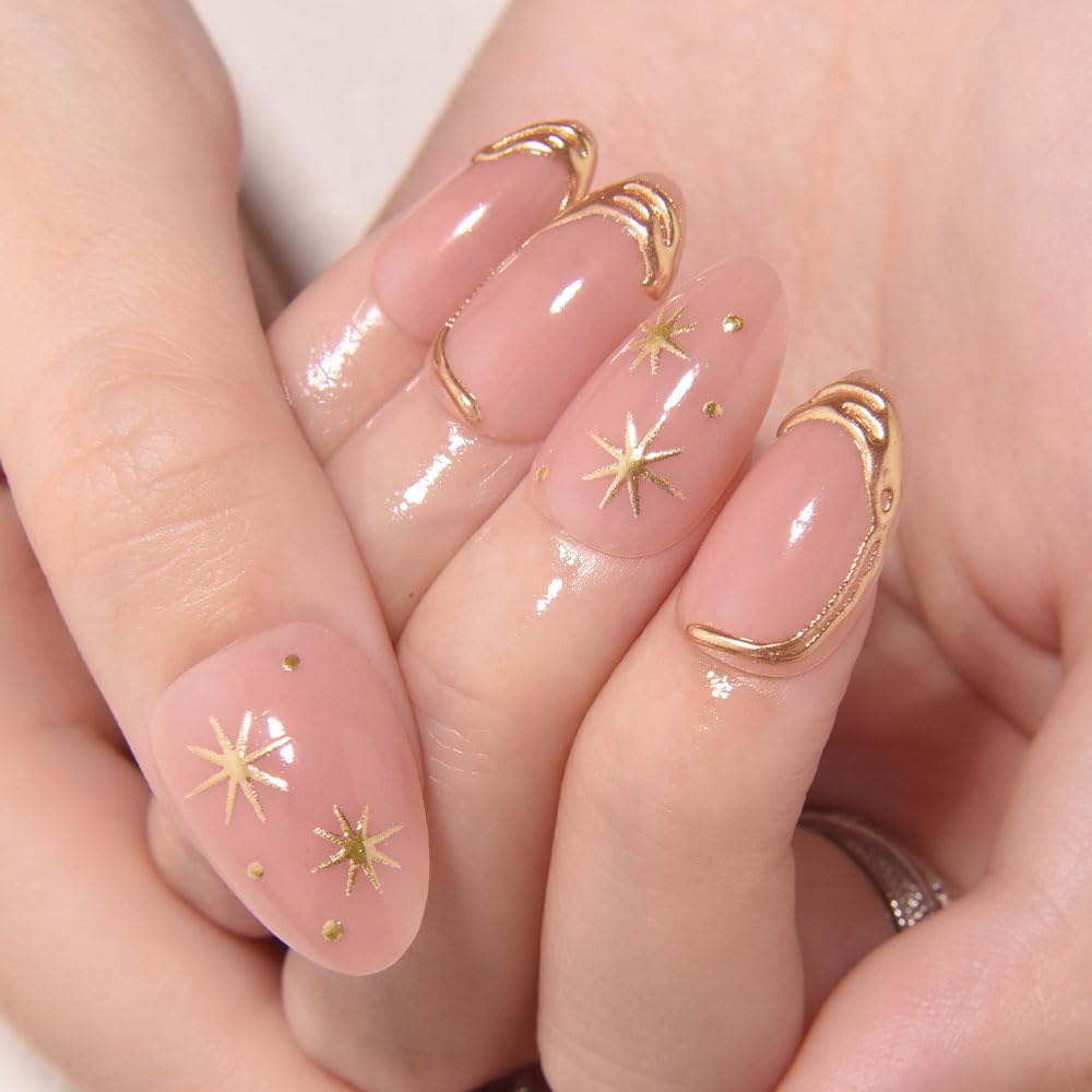 XZMeiLun close-up of 3D gold line and star accent showing stylish detail