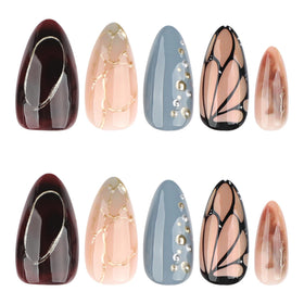 XZMeiLun macro of gold line and pearl accent for elegant manicure look