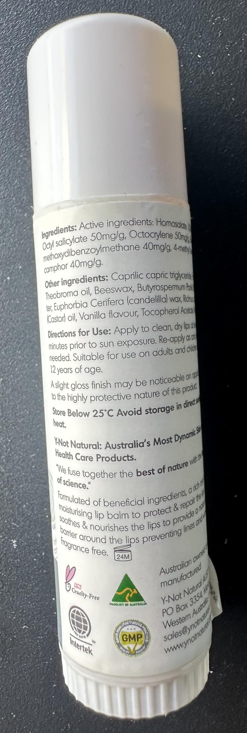 Y Not Natural application on lips demonstrating softened, smoother lip appearance
