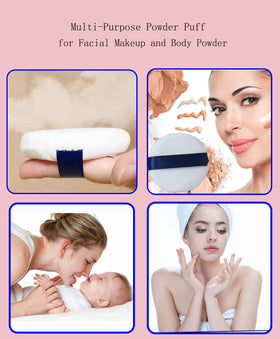 Yababa puff used for body powder demonstrating gentle coverage