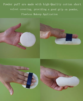 Yababa powder puff held in hand for size and control