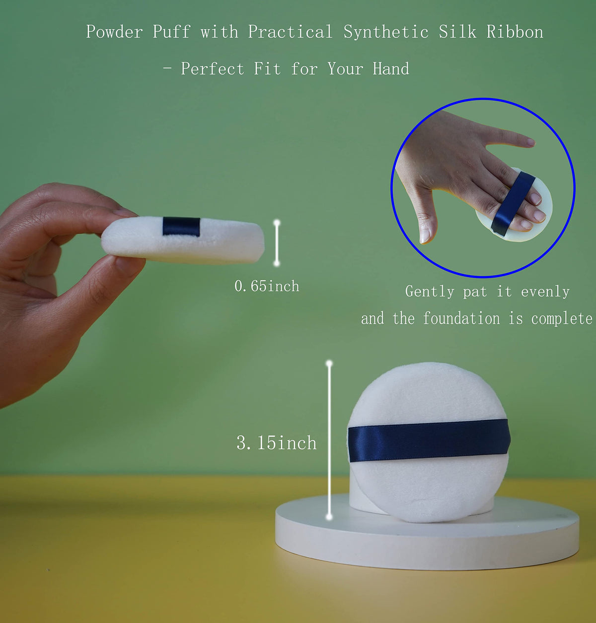 Yababa puff side profile showing 1.65cm thickness benefit