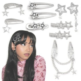YAEISM front packaging showing ten silver star clips and varied shapes for styling