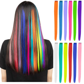 YaFex front packaging showing 12 rainbow clip-in extensions for instant color