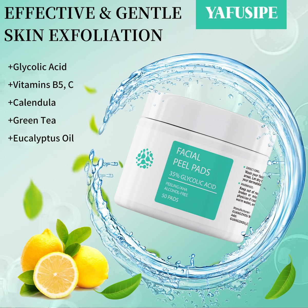 YAFUSIPE pad soaked in solution highlighting concentrated acids