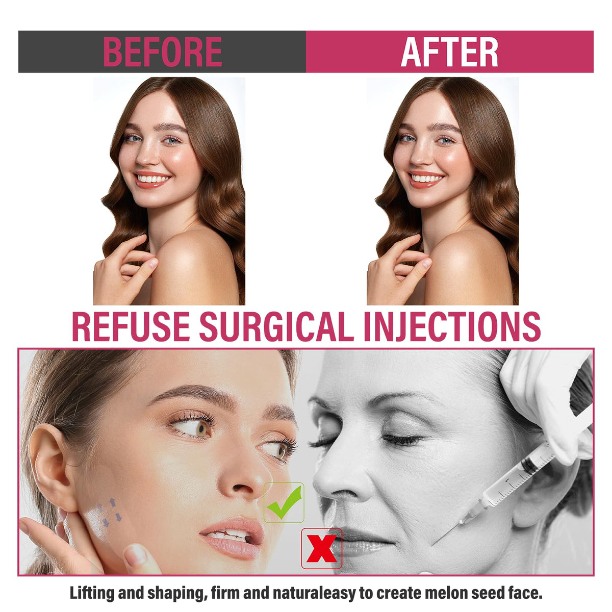 YAGUVI mounted jawline before and after demonstrating sharper definition