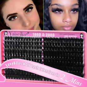 Yaiseiko application demonstration showing placement on natural lashes for fuller look