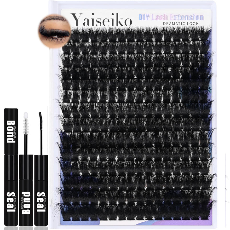 Yaiseiko front packaging showing complete lash cluster kit and benefits