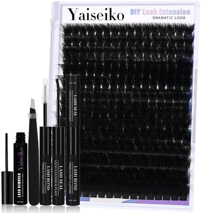 Yaiseiko front packaging showing the full Mega Lash Clusters Kit and contents benefit