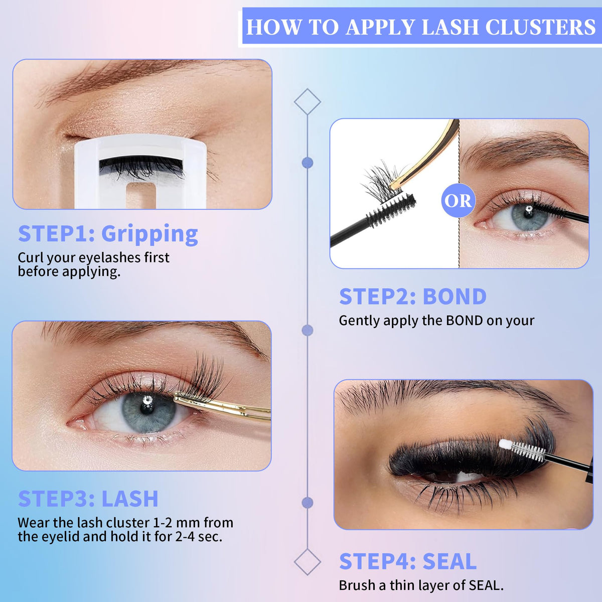 Yaiseiko hand applying cluster lash showing easy application advantage