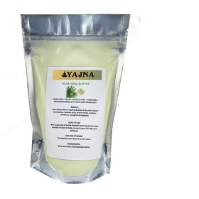 Yajna jar front view showing pure aloe vera butter, highlights natural hydration