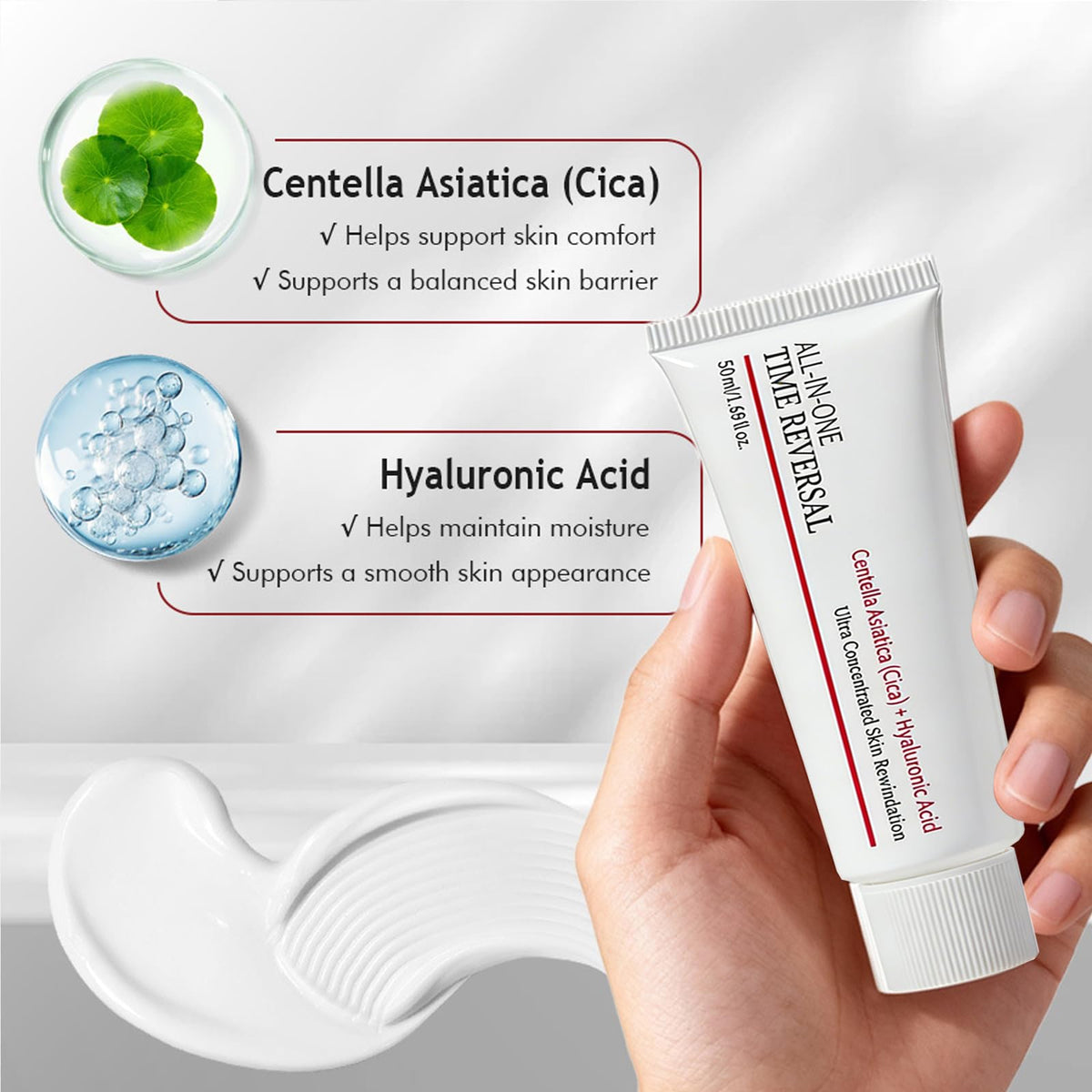 YAKINI Koriderm Centella ingredient closeup showing soothing benefit