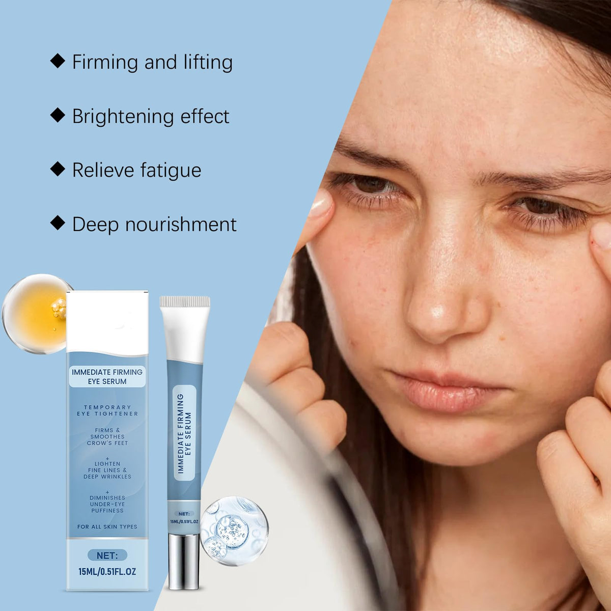 YAKINI silky serum texture close-up highlighting lightweight, non-greasy feel