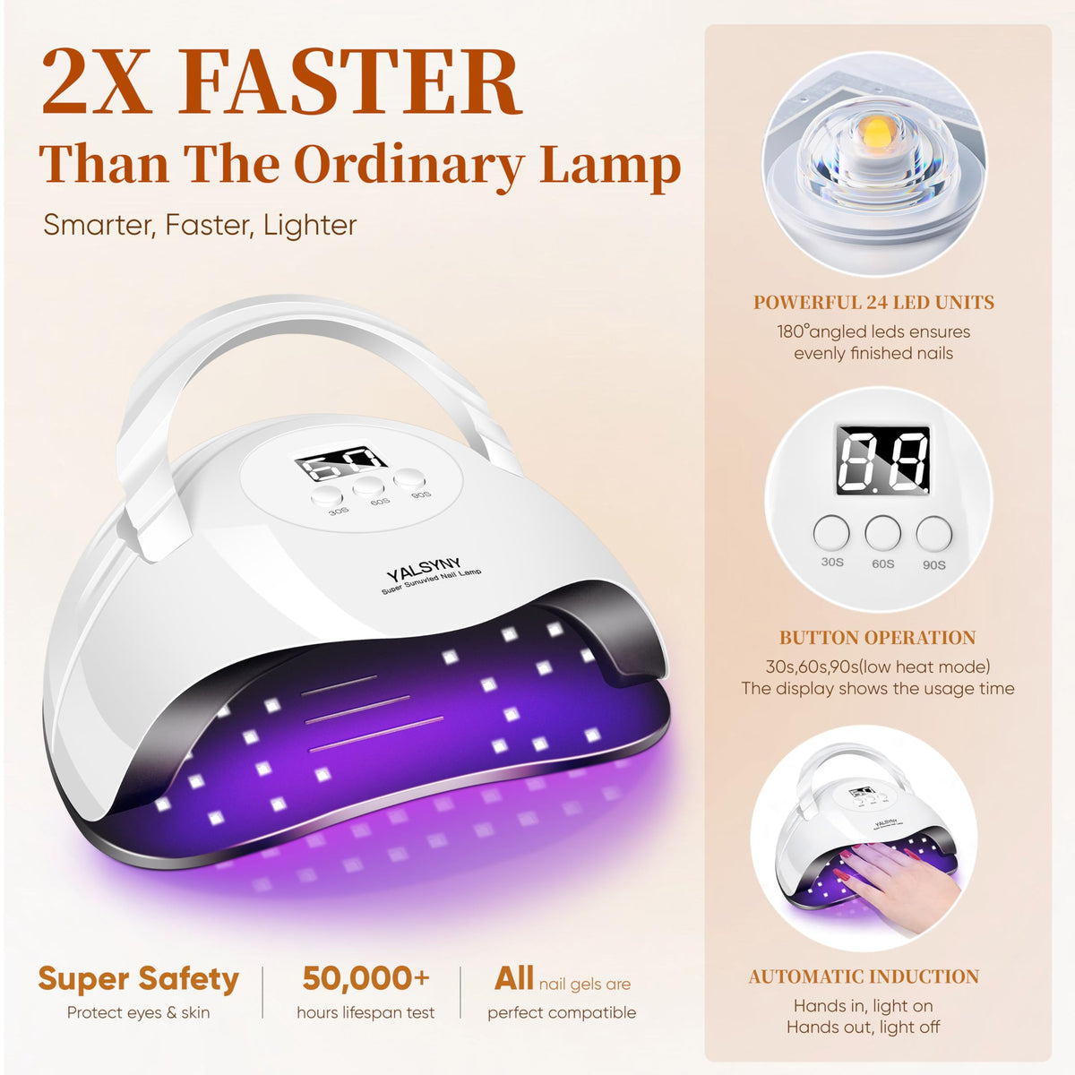 YALSYNY curing nails under lamp demonstrating quick professional finish