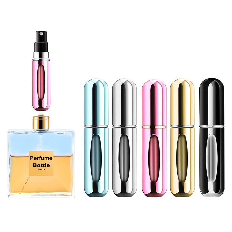 Yamadura portable atomizer five-pack front view showing colors and compact portability