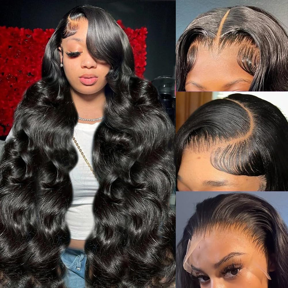 Yamikk front view showing 13x6 lace and full 28-inch body wave for natural look