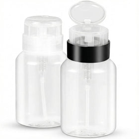 YAMYONE front view of two clear refillable bottles showing capacity and label benefit
