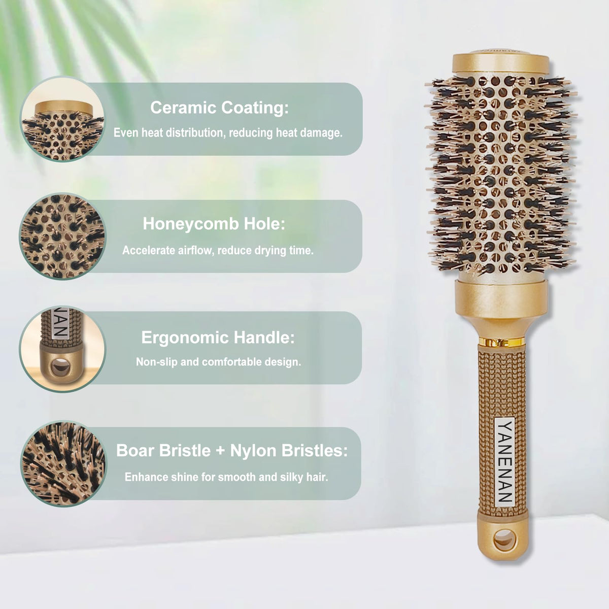 YANENAN ceramic barrel detail showing nano-thermal finish for faster drying