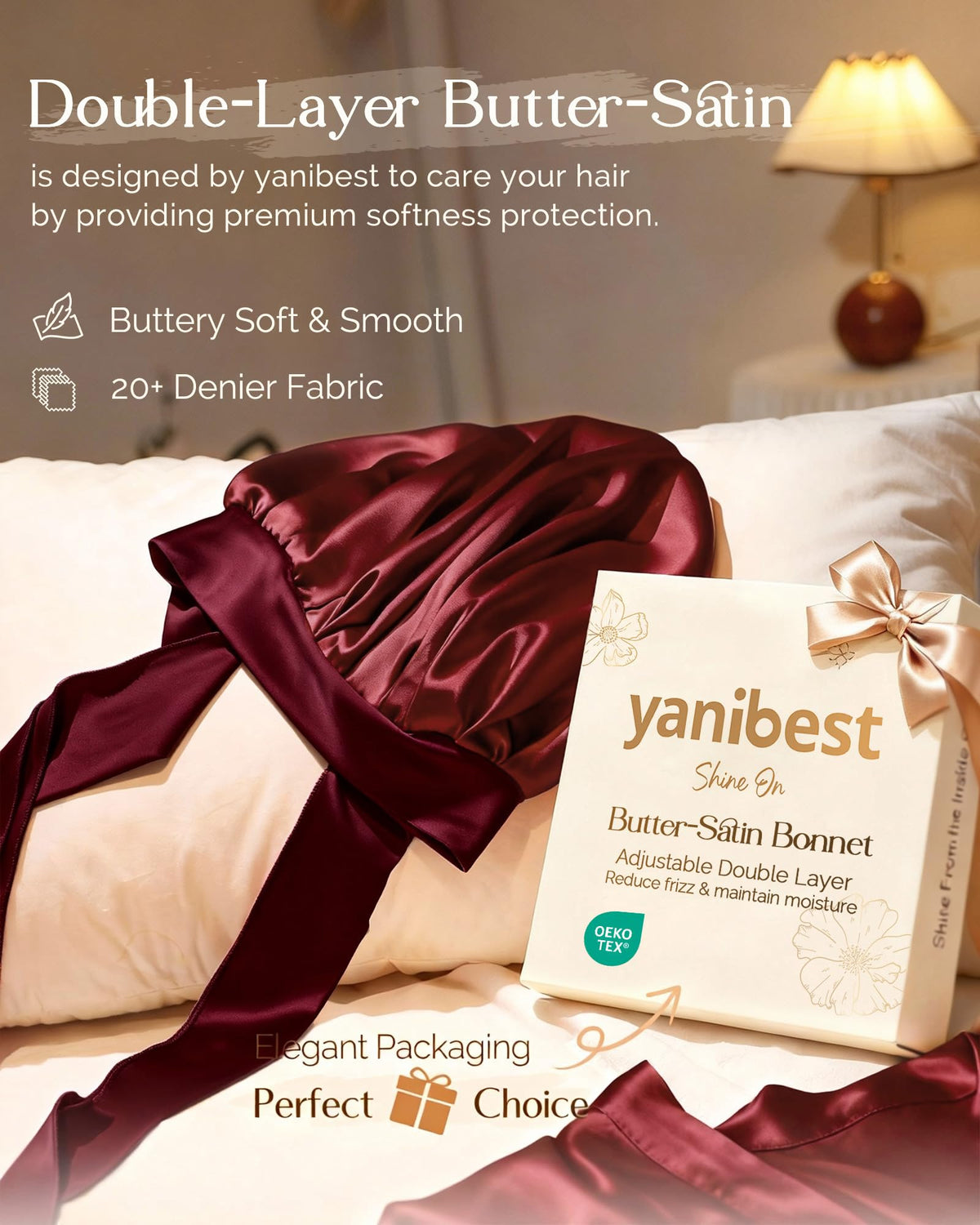 YANIBEST close-up satin texture demonstrating smooth fabric for less friction