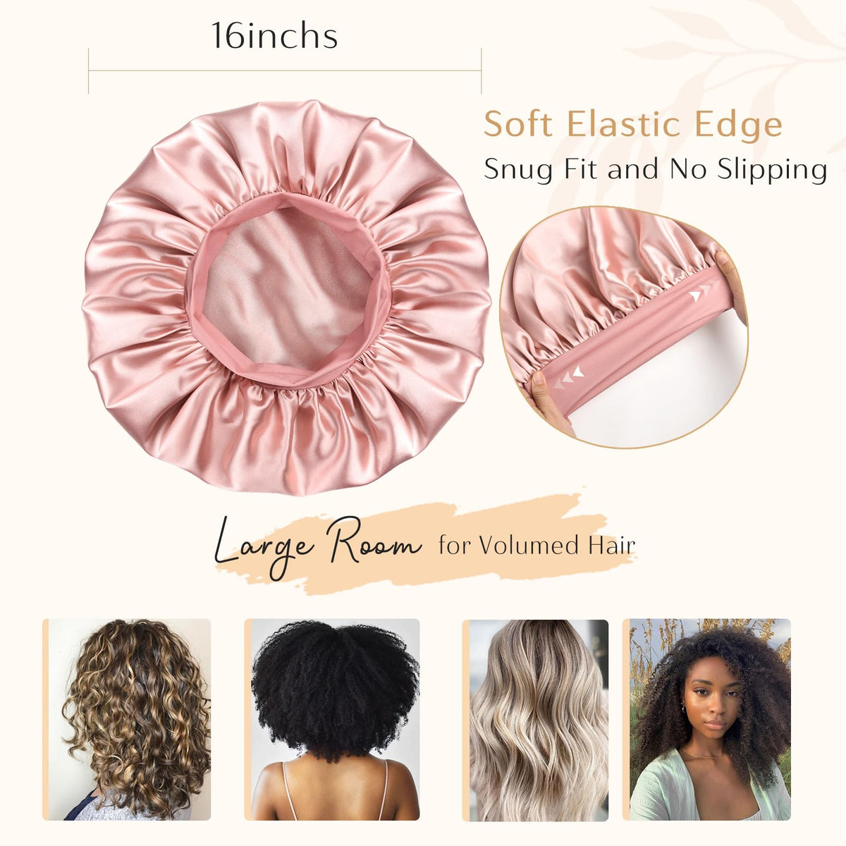 YANIBEST bonnet worn during sleep preserving curls and reducing friction