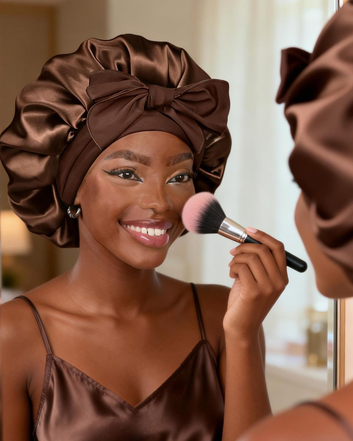 YANIBEST bonnet worn while sleeping protecting curls and reducing frizz