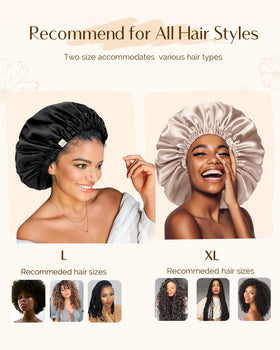 YANIBEST bonnet on model with curly hair preserving defined curls