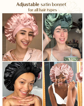YANIBEST bonnet worn by model while sleeping showing stays-on comfort