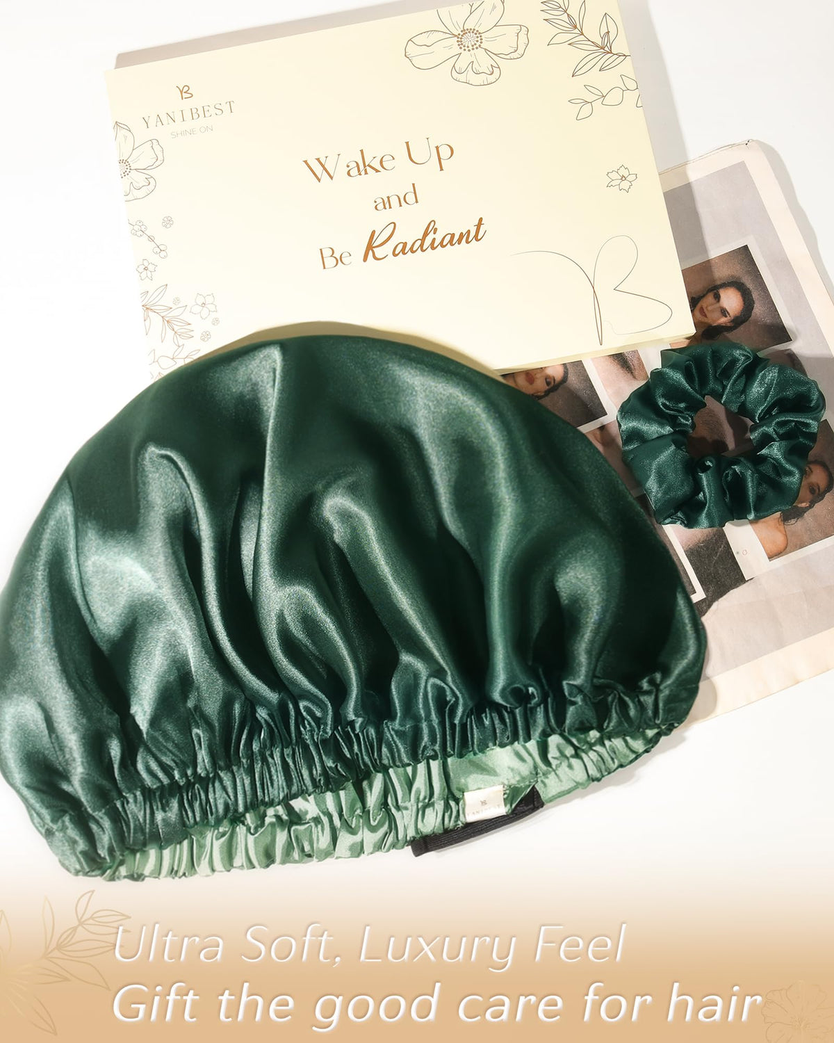 Reversible YANIBEST bonnet turned inside-out showing two satin colors and protection