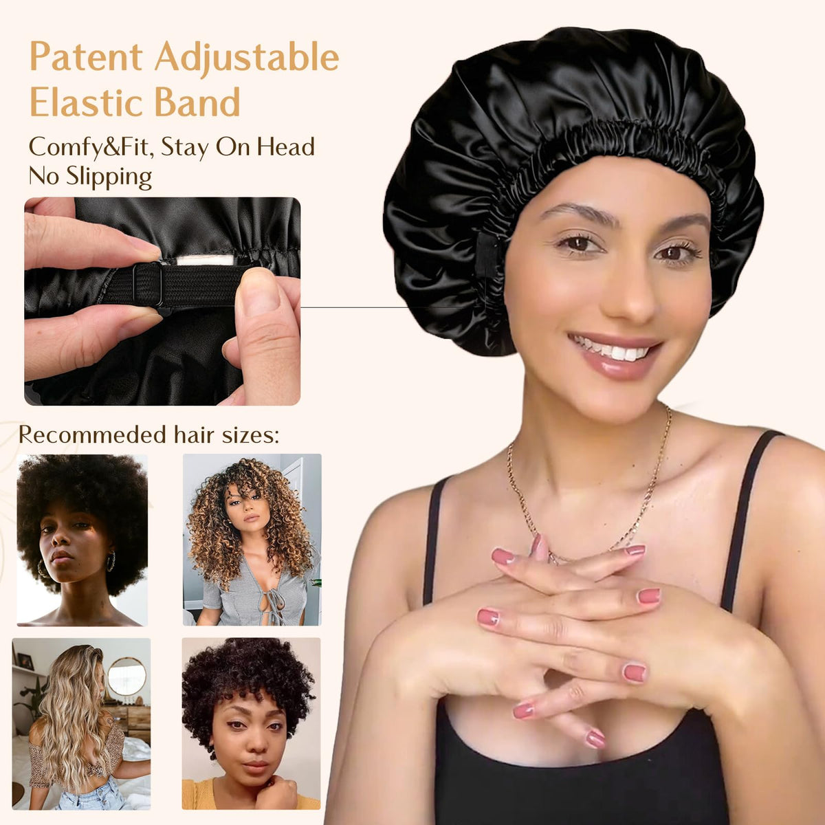 YANIBEST reversible bonnet showing both brown tones to prevent product transfer