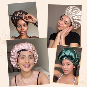 YANIBEST bonnet size comparison in hand showing roomy fit for voluminous hair