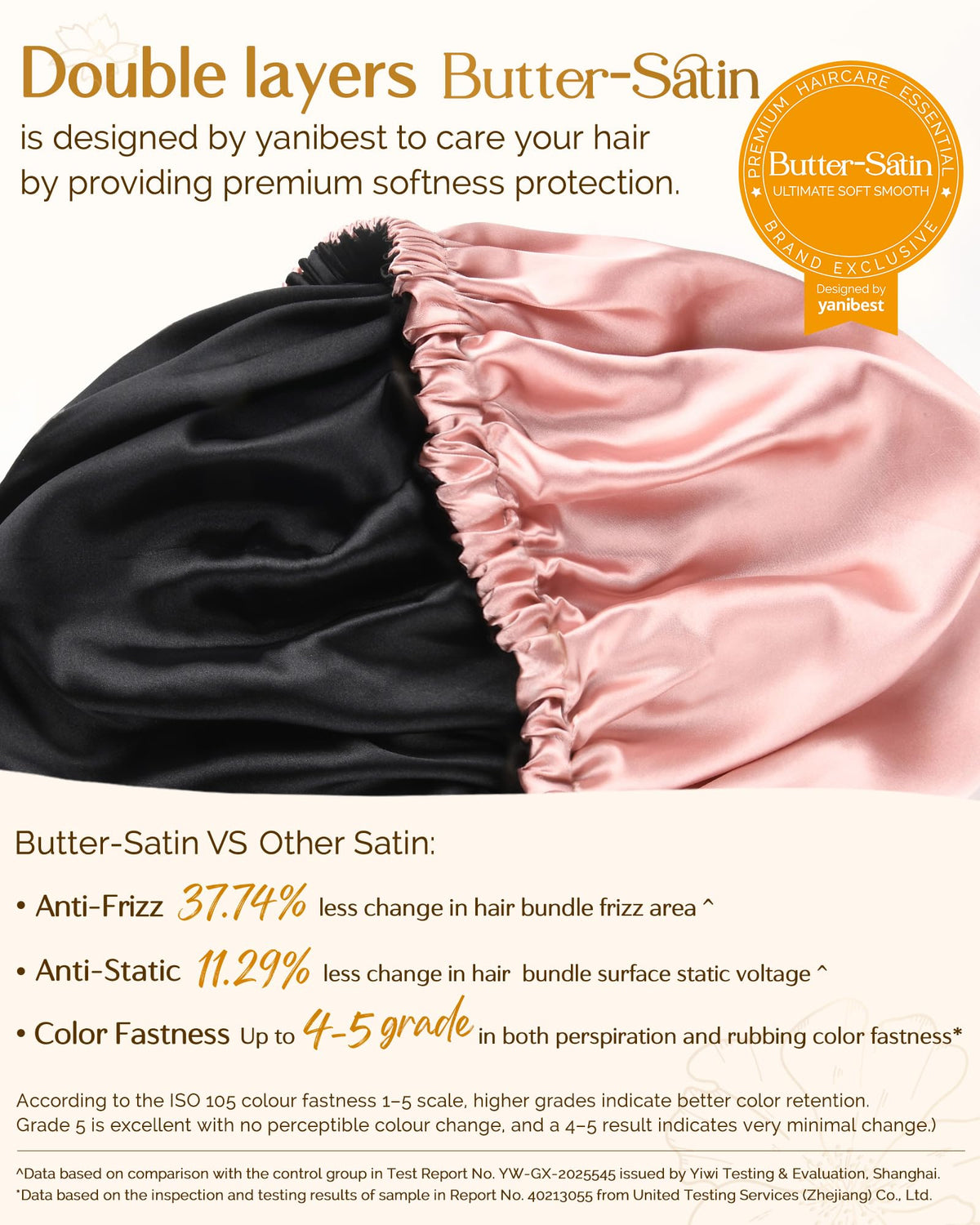 YANIBEST butter-satin texture macro reduces friction and frizz benefit