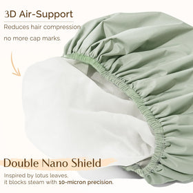 YANIBEST shower cap staged in bathroom emphasizing waterproof protection