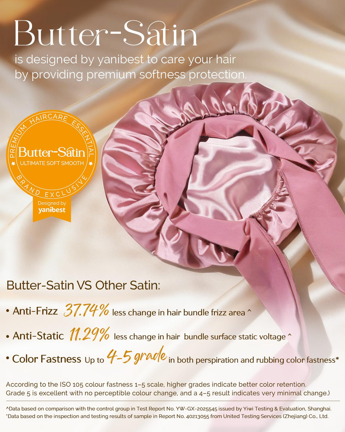 YANIBEST satin texture close-up highlighting smooth, low-friction fabric